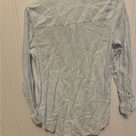 GAP Blue & White Striped Button Front Long Sleep Top - Size Medium - Picture 4 of 6